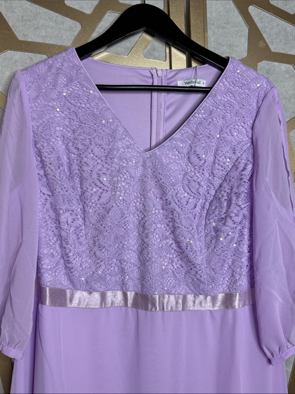 Wedtrend Lavender Sequin Lace Chiffon Evening Dress Nwt — image 3 of 8